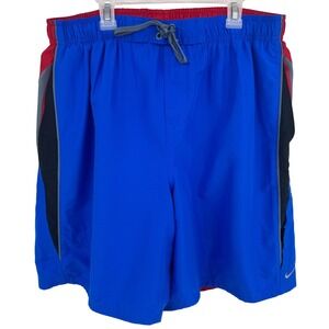 Vintage Nike Mens XL Blue Red Swim Trunks Board Shorts Mesh‎ Lined NESS6350 425